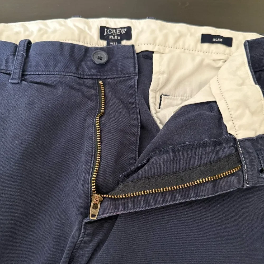 J Crew Flex Slim Fit Pants Mens Sz 33x30 Blue Chino Preppy Career Business